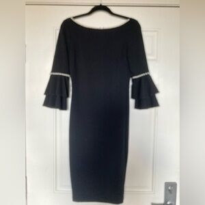 VENUS Elegant Black Dress with Flared Sleeves